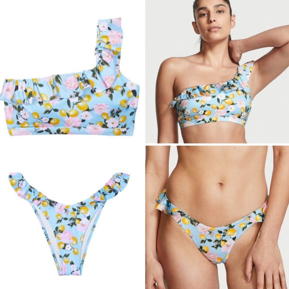 VICTORIA'S SECRET SWIMRuffle One-Shoulder Bikini Top and bottom set